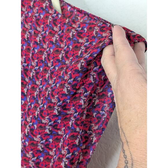 Joie 100% Silk Office Career Blouse Cold Shoulder Short Sleeve Size Small - Picture 2 of 7